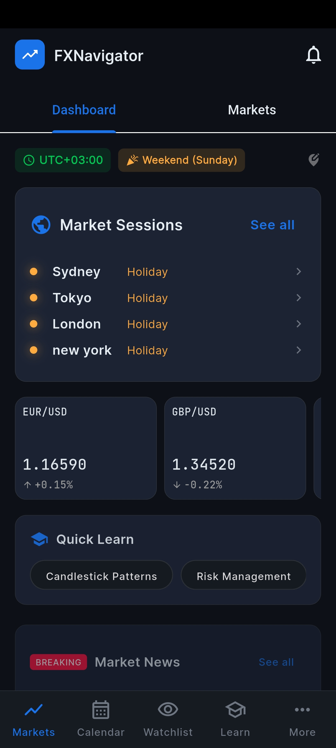 FXNavigator Home Screen