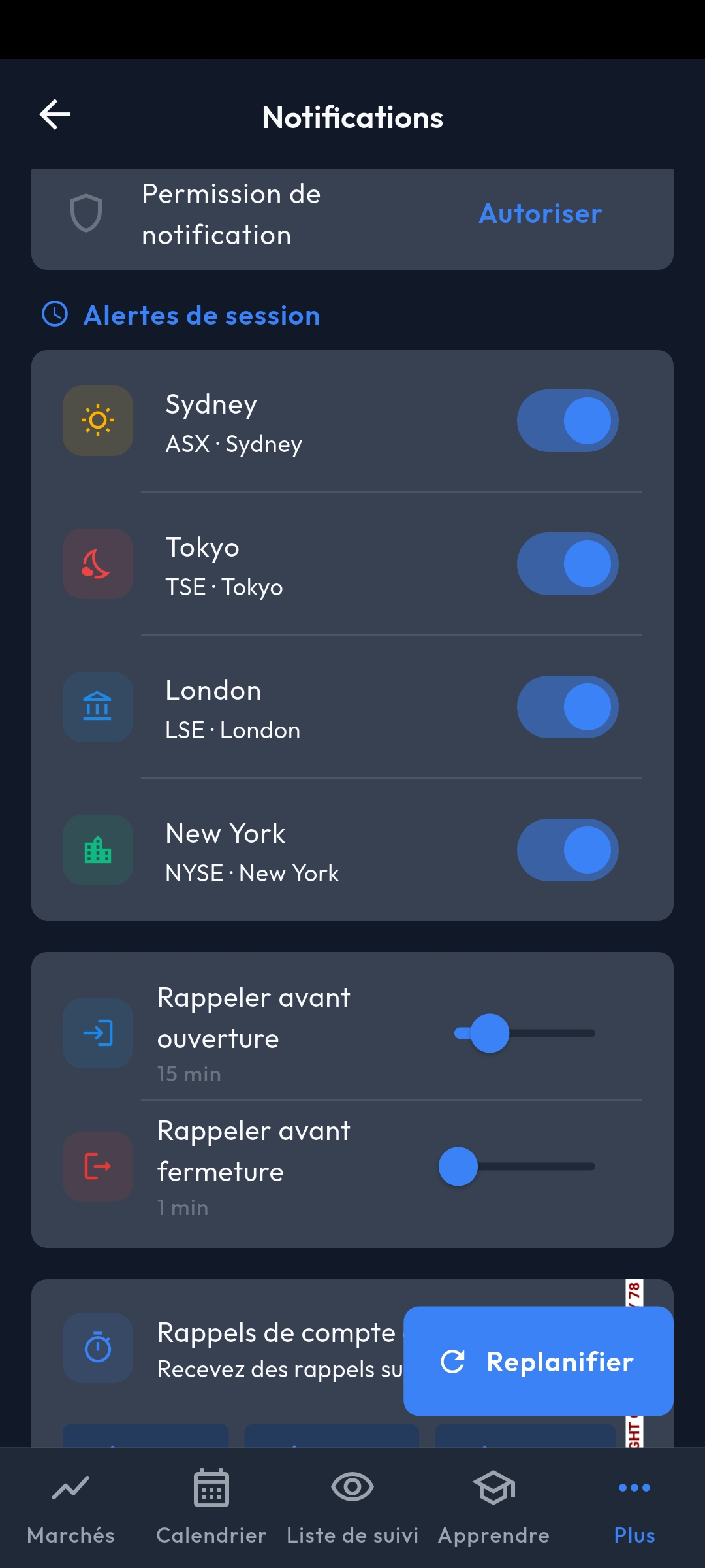FXNavigator Notification Settings